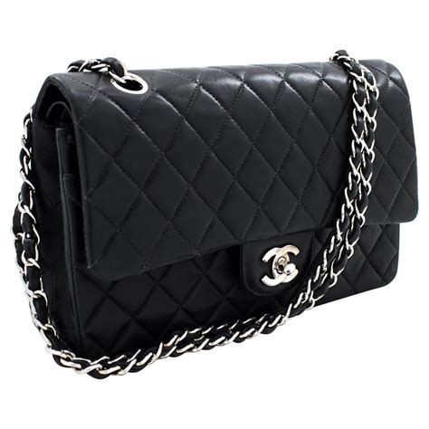 chanel bag classic silver|Chanel bag black and silver.